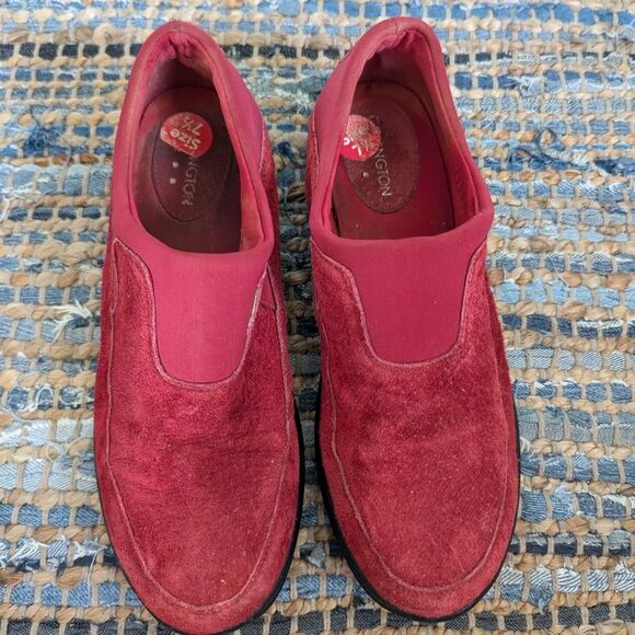 Covington Women's 7.5 Red Suede Slip On Loafers Walking Shoes Comfort Cushion St - Picture 1 of 8